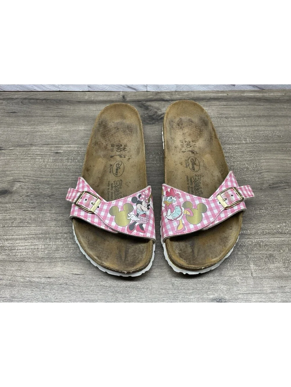 Birkis by Birkenstock Minnie Mouse Women’s Sz 6 Buckle Sandals EU 37 Disney Pink